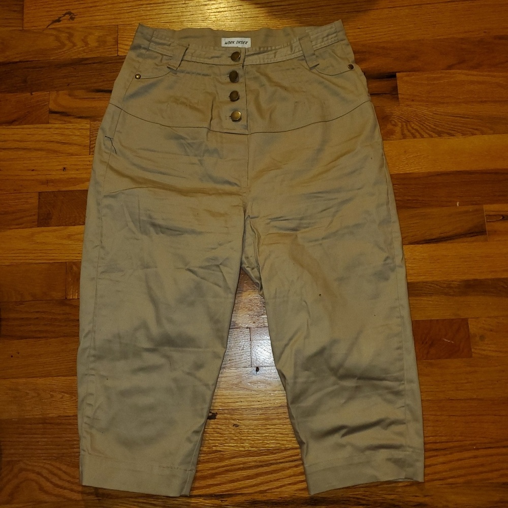 Work Order Button Fly Stretch Capri Pants Sz 8